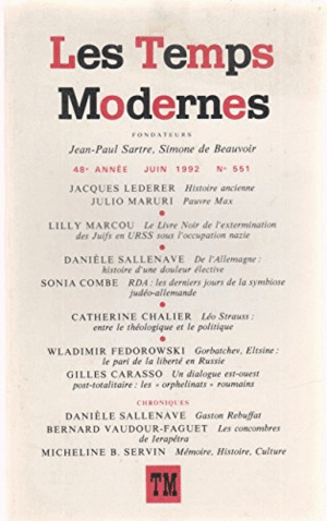 LES TEMPS MODERNES Nº 551, JUIN 1992 (FRANCÉS)