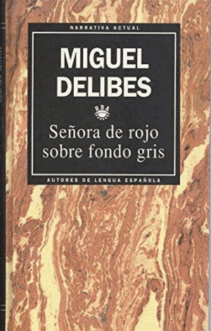 SEÑORA DE ROJO SOBRE FONDO GRIS