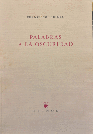 PALABRAS A LA OSCURIDAD (PEQUEÑAS MANCHAS EN LA PORTADA)