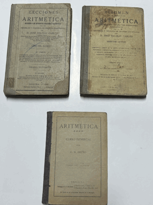 PACK COLECCIONISTA: TRES LIBROS ANTIGUOS DE ARITMÉTICA