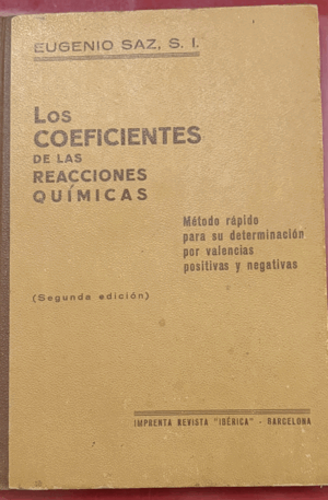 LOS COEFICIENTES DE LAS REAACIONES QUÍMICAS (TAPA DURA)